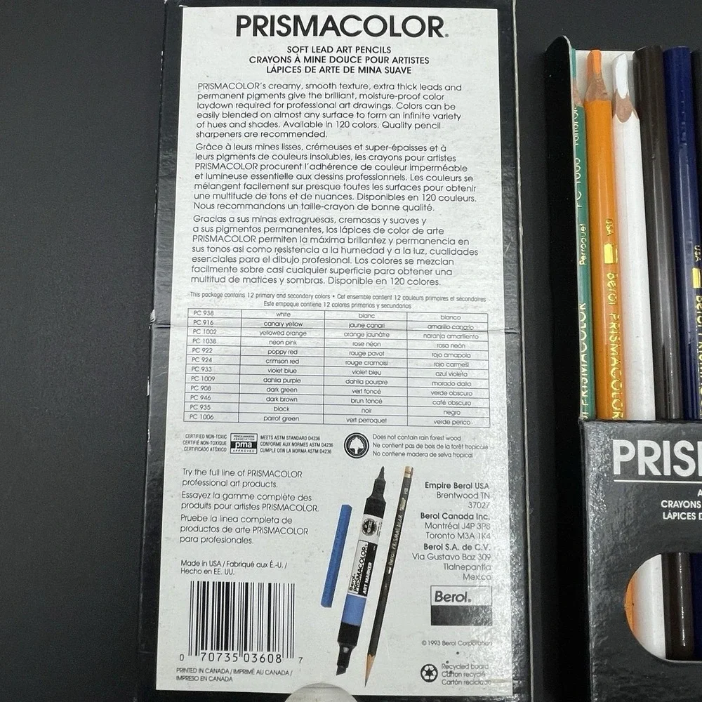 Vintage Prismacolor Berol 12 Color Pencil Sets‎ 1993 1996 USA Lot 2